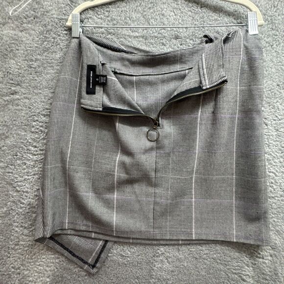 Who What Wear Skirt Womens 8 Wrap Plaid Black Asymmetrical Clueless Prep Ivy - Picture 5 of 14